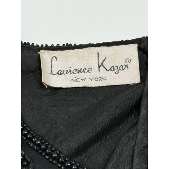 Vintage Lawrence Kazar Black Beaded Cocktail Formal Dress medium Silk - Picture 6 of 7